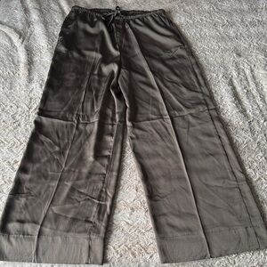 H&M Wide-Leg Olive Green Drawstring Trousers